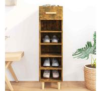 vidaXL Shoe Cabinet Smoked Oak 30x35x105 cm Engineered Wood 01 UK HOT