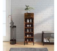 vidaXL Shoe Cabinet Smoked Oak 30x35x105 cm Engineered Wood 07 UK HOT