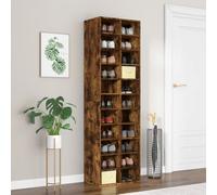 vidaXL Shoe Cabinet Smoked Oak 54x34x183 cm Engineered Wood