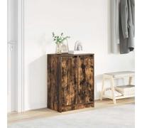 Shoe Cabinet Smoked Oak 57x34x76 cm Engineered Wood 2 Doors 8 Shelves Slim Hall