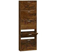 vidaXL Shoe Cabinet Smoked Oak 59x17x169 cm Engineered Wood UK GF0