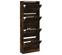 vidaXL Shoe Cabinet Smoked Oak 60x21x163.5 cm Engineered Wood