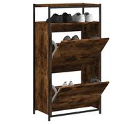 vidaXL Shoe Cabinet Smoked Oak 60x34x112 Engineered Wood UK