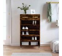 vidaXL Shoe Cabinet Smoked Oak 60x35x105 cm Engineered Wood 07 UK HOT