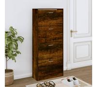 vidaXL Shoe Cabinet Smoked Oak 63x24x147 cm Engineered Wood