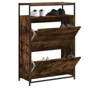 vidaXL Shoe Cabinet Smoked Oak 75x34x112 Engineered Wood UK