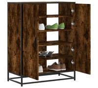 vidaXL Shoe Cabinet Smoked Oak 75x38x97.5 cm Engineered Wood and Metal