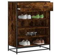 vidaXL Shoe Cabinet Smoked Oak 75x38x97.5 cm Engineered Wood and Metal