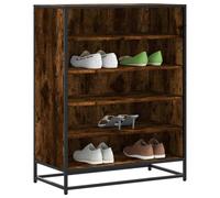 vidaXL Shoe Cabinet Smoked Oak 75x38x97.5 cm Engineered Wood and Metal UK