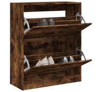 vidaXL Shoe Cabinet Smoked Oak 80x34x96.5 cm Engineered Wood