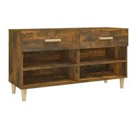 vidaXL Shoe Cabinet Smoked Oak 102x35x55 cm Engineered Wood UK NEW