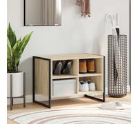 Shoe Cabinet Black Oak 100x35x44cm Engineered Wood Industrial Hall Storage Slim