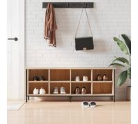 Shoe Cabinet Sonoma Oak 131x35x50cm Engineered Wood & Black Steel Frame Storage