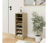 vidaXL Shoe Cabinet Sonoma Oak 31.5x35x90 cm Engineered Wood UK GF0