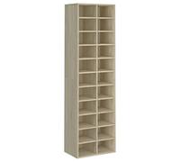vidaXL Shoe Cabinet - Sonoma Oak Finish, Durable Engineered Wood, 22-Compartment Storage Rack for Shoes and Collectibles, Includes Wall Mounting Accessories