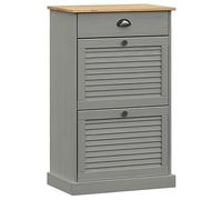 vidaXL Shoe Cabinet - VIGO Range - Solid Pine Wood - Grey - Stylish Shutter Design with Ample Storage - Easy to Clean and Maintain