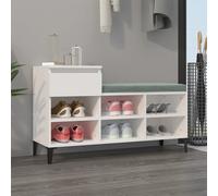 Shoe Cabinet White 102x36x60cm Engineered Wood 6 Shelves Drawer Industrial Slim