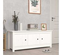 vidaXL Shoe Cabinet White 110x38x45.5 cm Solid Wood Pine UK