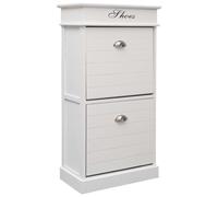 vidaXL Shoe Cabinet White 98cm Paulownia Wood Footwear Rack Storage Organiser