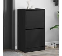 vidaXL Shoe Cabinet with 2 Flip-Drawers Black 60x42x108 cm