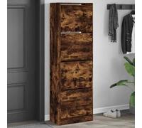 vidaXL Shoe Cabinet with 4 Flip-Drawers Smoked Oak 60x34x187.5 cm NEW