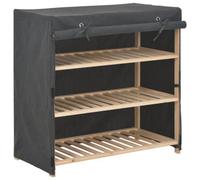 vidaXL Grey Fabric Shoe Cabinet - Lightweight and Portable - Convenient 3-Tier Design - Easy Assembly - Solid Fir Wood Frame
