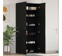 Shoe Cabinet Black Oak Engineered Wood 80 x 35.5 x 180 cm 2-Door Indoor 3-Shelf
