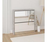 Vidaxl Shoe Cabinet With Mirror 2-Layer Concrete Grey 63X17X67 Cm