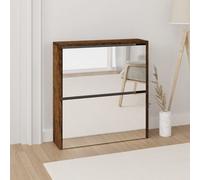vidaXL Shoe Cabinet with Mirror 2-Layer Smoked Oak 63x17x67 cm