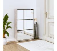 vidaXL Shoe Cabinet with Mirror 3-Layer Concrete Grey 63x17x102.5 cm