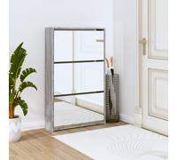 vidaXL Shoe Cabinet with Mirror 3-Layer Grey Sonoma 63x17x102.5 cm