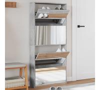 vidaXL Shoe Cabinet with Mirror 4-Layer Concrete Grey 63x17x134 cm