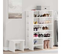 vidaXL Shoe Cabinet with Shelf 2 pcs White Engineered Wood