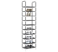 vidaXL Shoe Rack 10-Tier Black 44x28x180 cm Non-woven Fabric