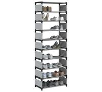 vidaXL Shoe Rack 10-Tier Grey 54x28x158 cm Non-woven Fabric
