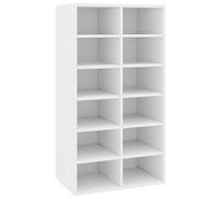 vidaXL Shoe Rack - 12 Compartment Engineered Wood Footwear Organizer, Stable, Easy-To-Clean, Modern Design, Space-Saver - White