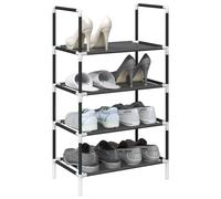 vidaXL Shoe Rack 4-Tier Black 44x28x77 cm Non-woven Fabric