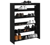 vidaXL Shoe Rack Black 80x25x100 cm Engineered Wood