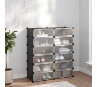 (black, 94.5 x 36.5 x 106 cm) vidaXL Shoe Rack PP Home Organiser Storage Shelf Black/Transparent Multi Sizes