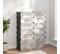 vidaXL Shoe Rack Black 94x37x125 cm PP, Black