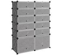 vidaXL Shoe Rack Black 94x37x125 cm PP UK NEW