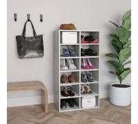 vidaXL Shoe Rack Concrete Grey Engineered Wood Hallway Entryway Shoe Organiser