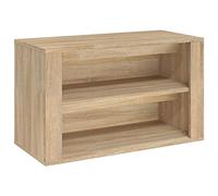vidaXL Shoe Rack - Engineered Wood Shoe Storage with 2 Compartments - Sonoma Oak Color - Space Saver Entryway Furniture - Easy to Clean