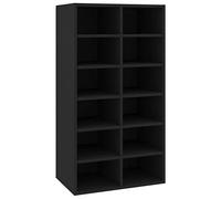 vidaXL Shoe Rack - Organiser with 12 Compartments, Engineered Wood, Robust and Sturdy, Easy to Assemble, Black