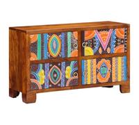 vidaXL Shoe Rack/Shoe Cabinet - Multicolor Solid Wood, Polished Finish, Geometric Bohemian Pattern, Three Drawers, Bedroom/Hallway