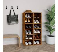 vidaXL Shoe Rack Smoked Oak 54x34x100.5 cm Engineered Wood