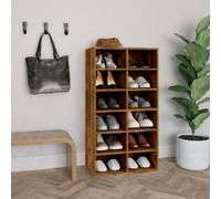 Vidaxl Shoe Rack Smoked Oak 54X34X100.5 Cm Engineered Wood