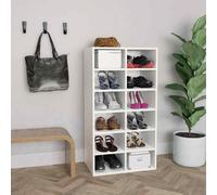 vidaXL Shoe Rack White Engineered Wood Hallway Entryway Shoe Organiser Cabinet