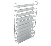 vidaXL Shoe Rack with 10 Shelves Metal and Non-woven Fabric Silver Stand Unit