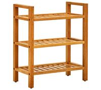 vidaXL Solid Oak Wood Shoe Rack with 3 Shelves Wooden Shoe Stands Storage